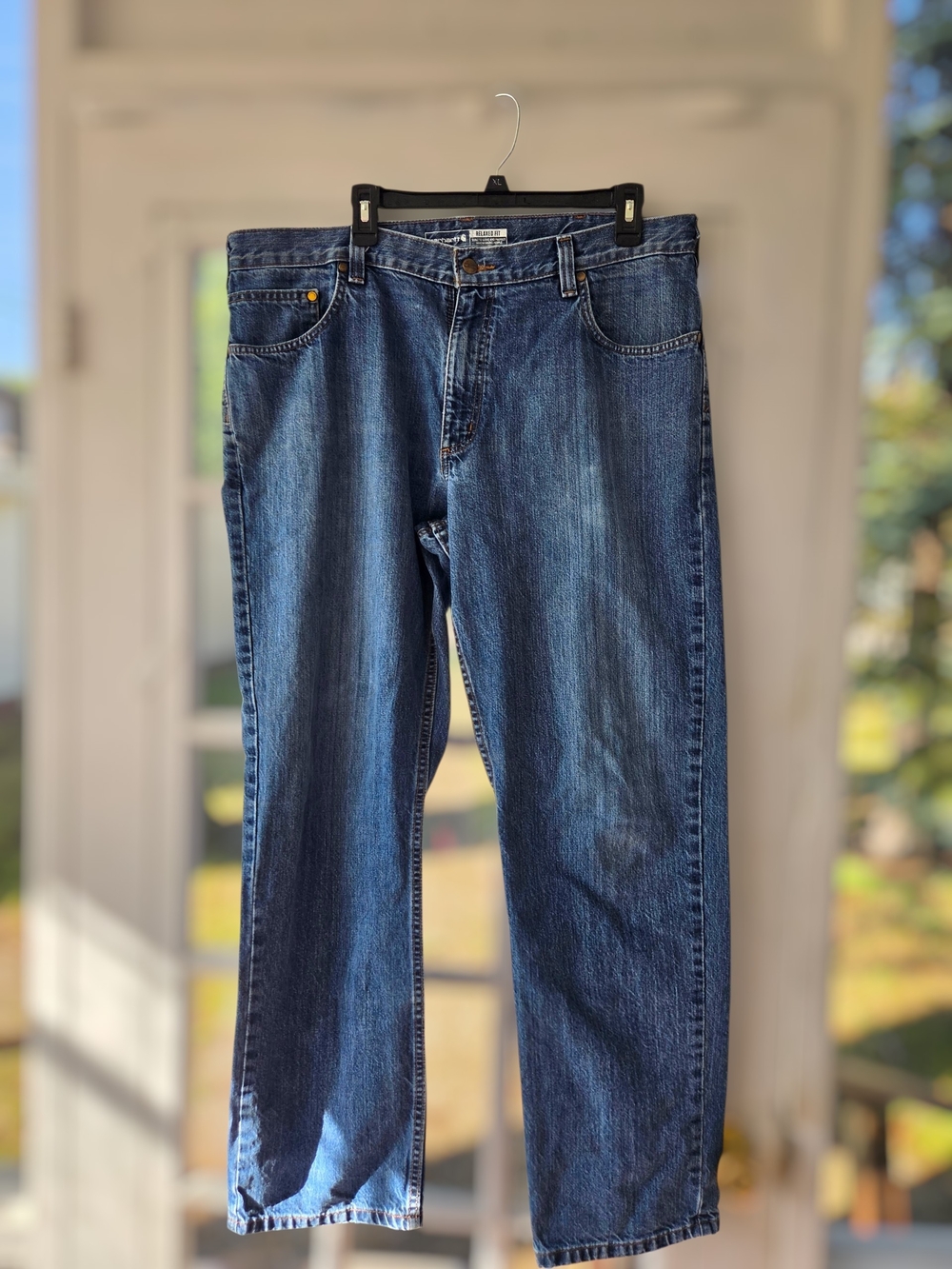 Carhartt Men’s Medium Wash Relaxed Fit Straight Leg Denim Jeans – 38 x 32